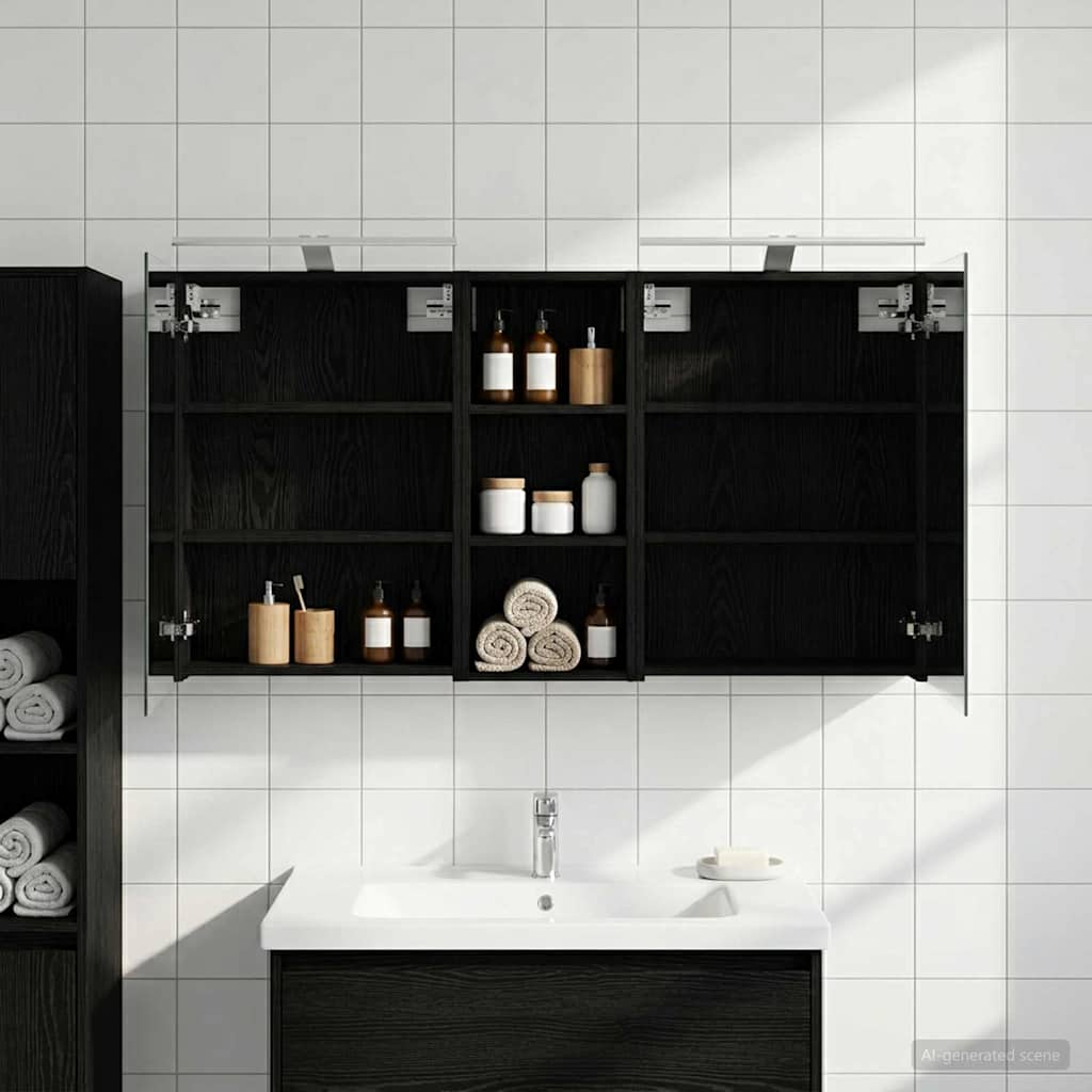 Badezimmerschrank-Set 3 stk. 130 x 14,5 x 70 cm Holzwerkstoff