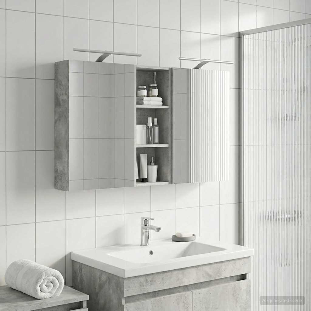 Badezimmerschrank-Set 3 stk. 130 x 14,5 x 70 cm Holzwerkstoff