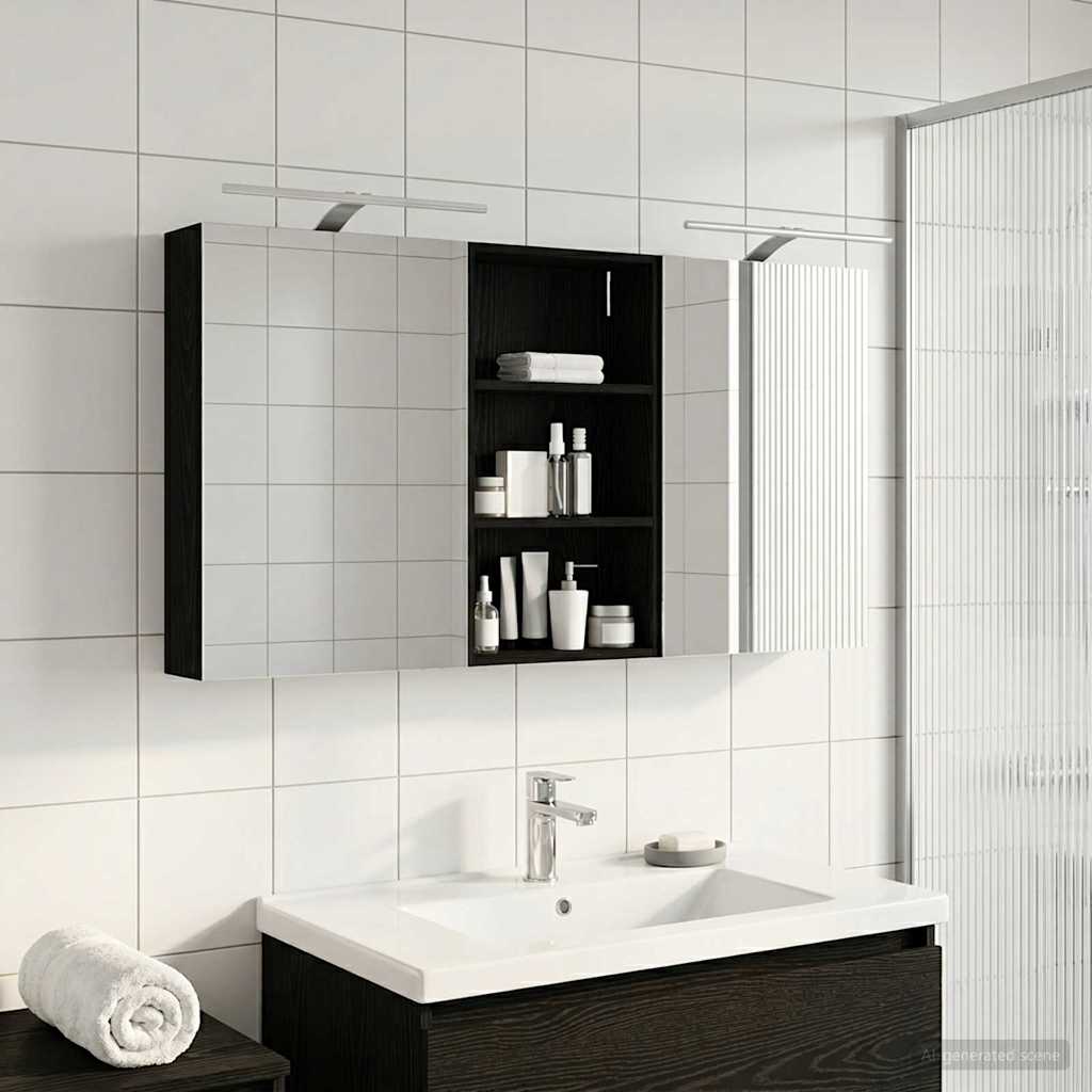 Badezimmerschrank-Set 3 stk. 140 x 14,5 x 70 cm Holzwerkstoff