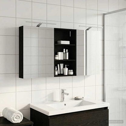 Badezimmerschrank-Set 3 stk. 140 x 14,5 x 70 cm Holzwerkstoff