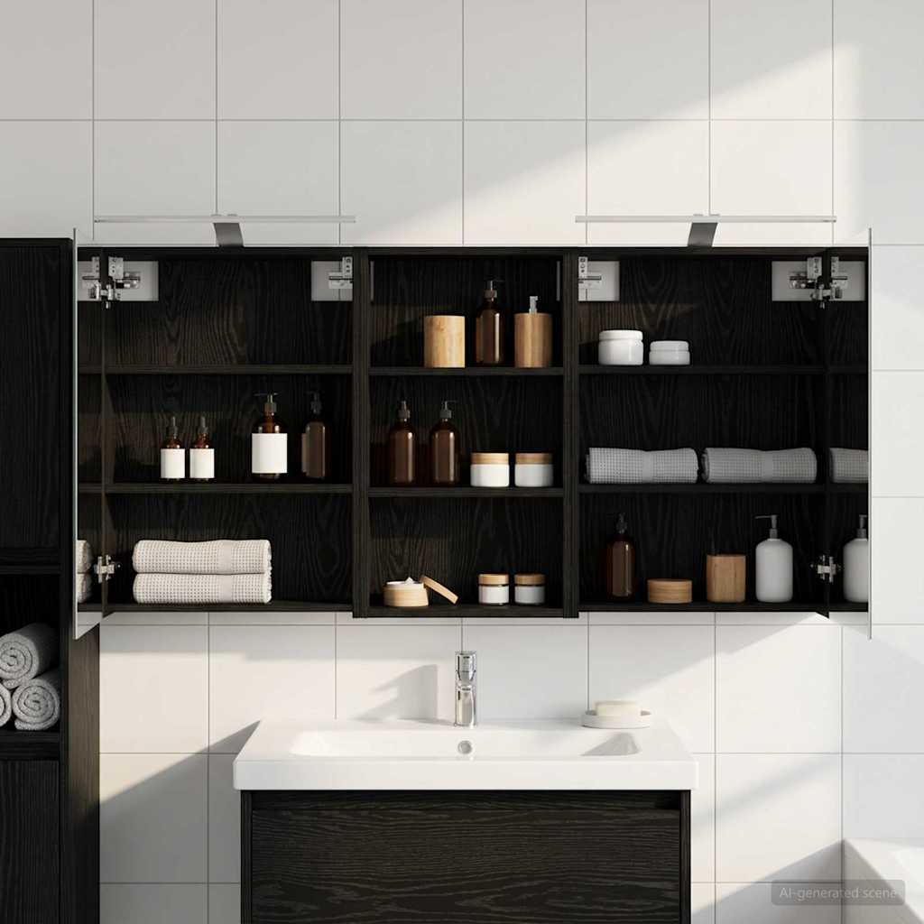 Badezimmerschrank-Set 3 stk. 140 x 14,5 x 70 cm Holzwerkstoff