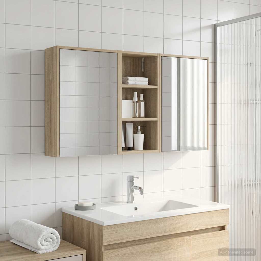 Badezimmerschrank-Set 3 Stk. 116 x 16 x 62,5 cm Holzwerkstoff