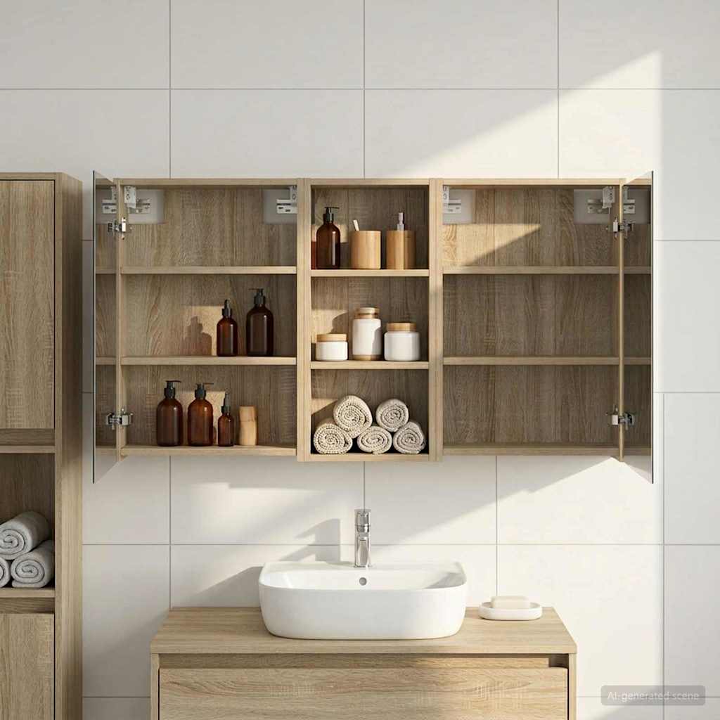 Badezimmerschrank-Set 3 Stk. 116 x 16 x 62,5 cm Holzwerkstoff