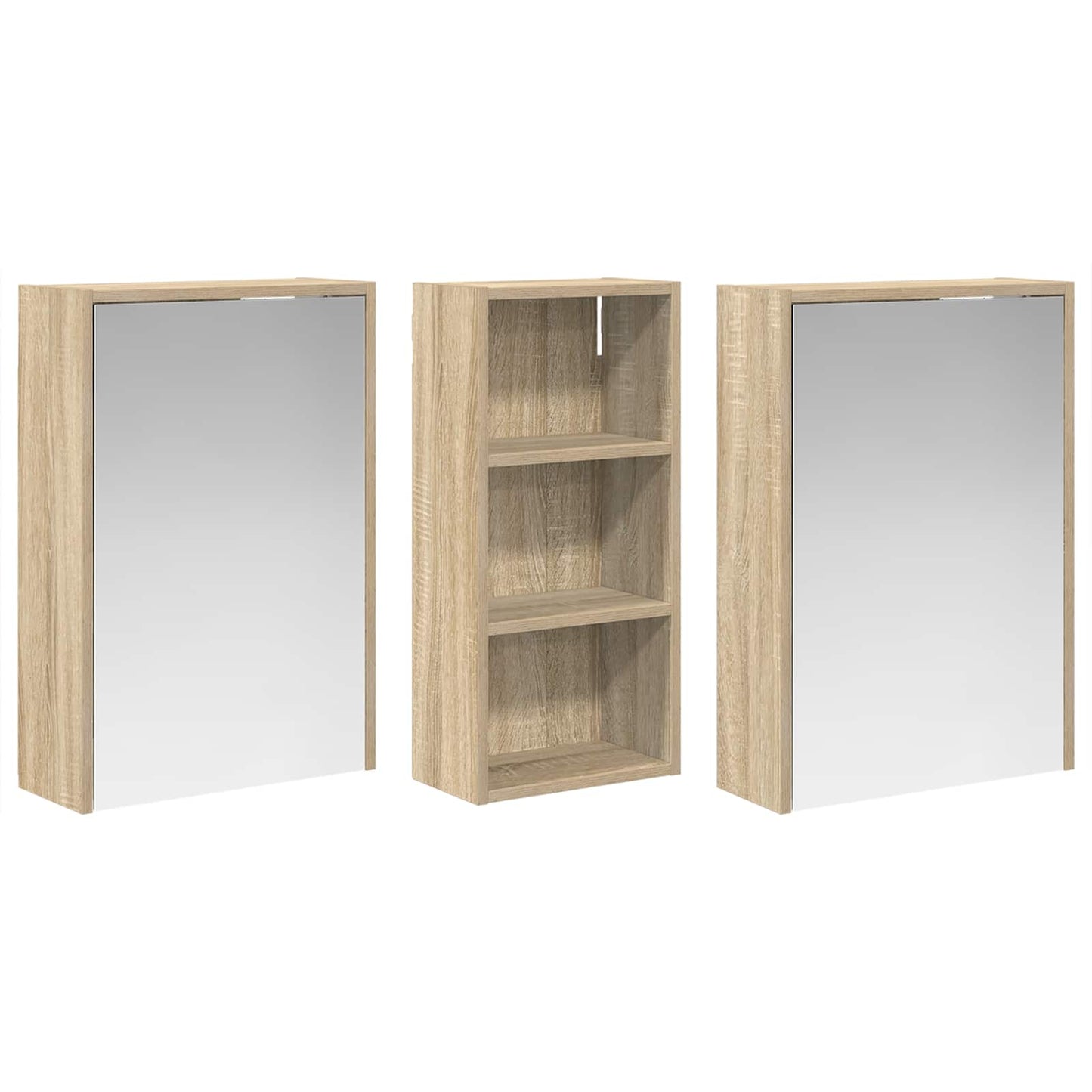 Badezimmerschrank-Set 3 Stk. 116 x 16 x 62,5 cm Holzwerkstoff