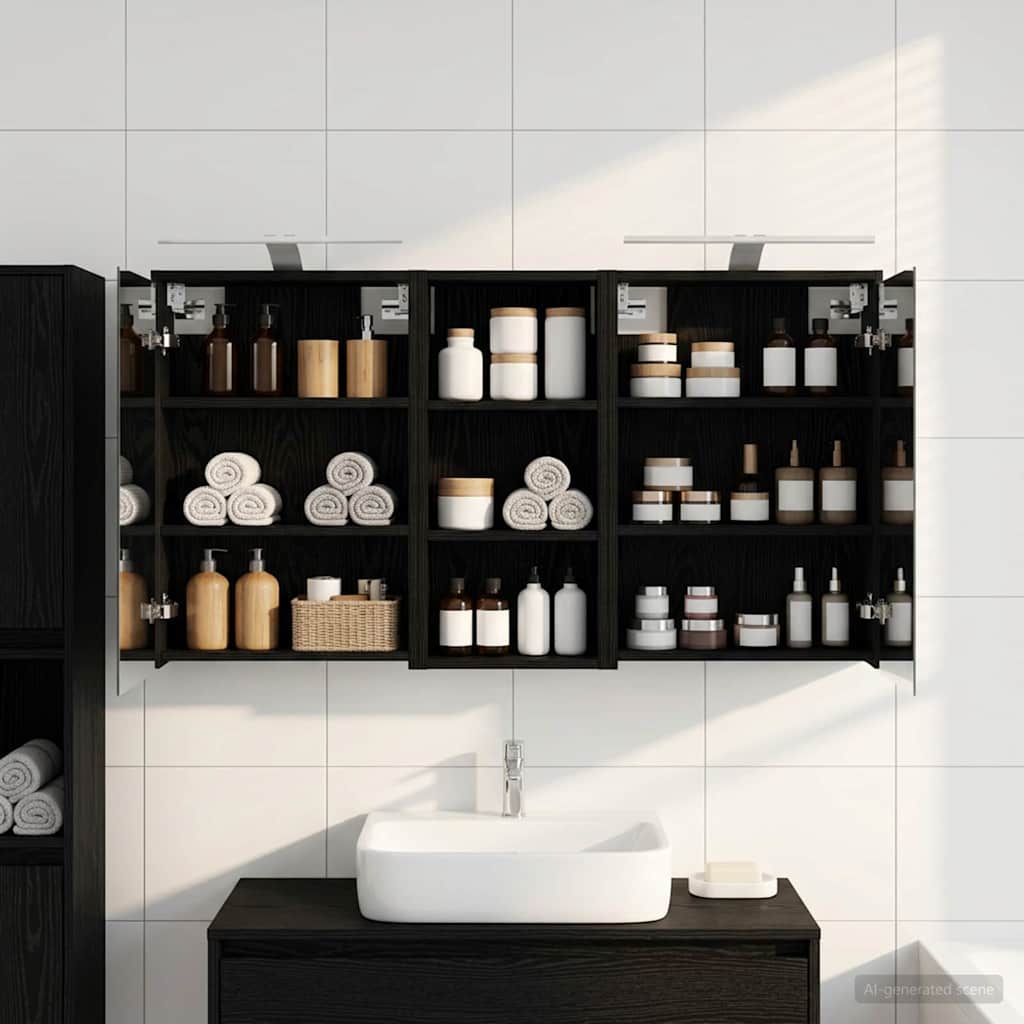 Badezimmerschrank-Set 3 Stk. 116 x 16 x 62,5 cm Holzwerkstoff
