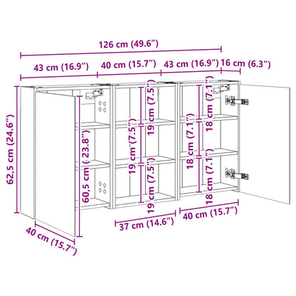 Badezimmerschrank-Set 3 stk. 126 x 16 x 62,5 cm Holzwerkstoff