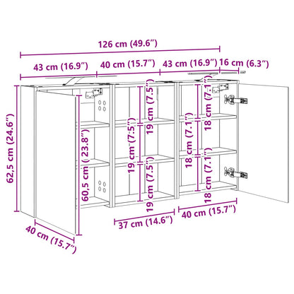 Badezimmerschrank-Set 3 stk. 126 x 16 x 62,5 cm Holzwerkstoff