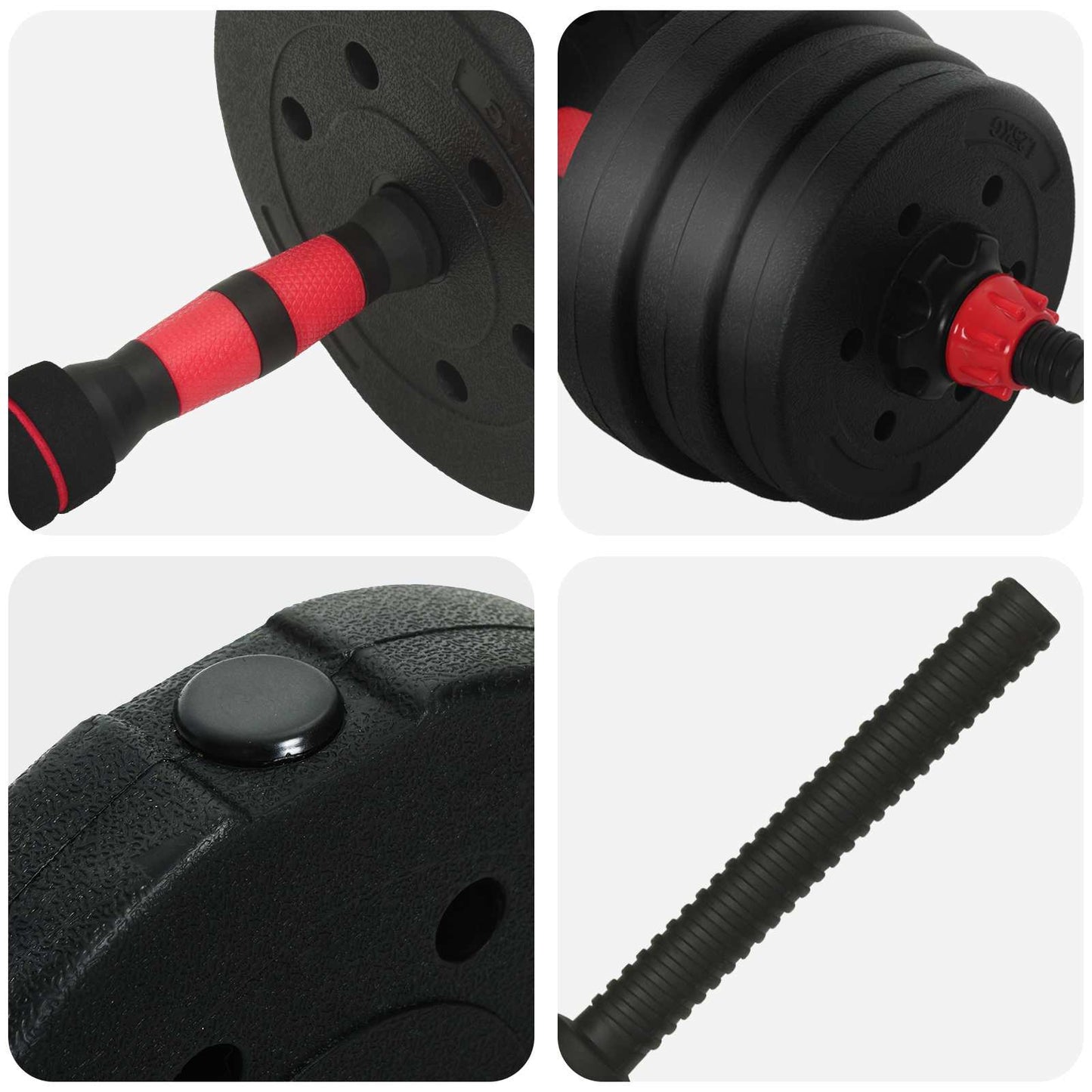 2-in-1 Hantelset 30kg Schwarz und Rot