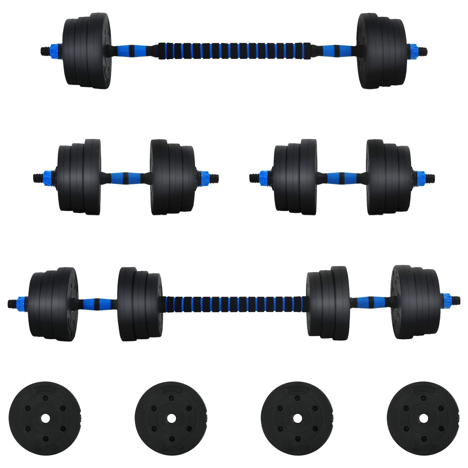 2-in-1 Hantelset 30kg Schwarz und Blau