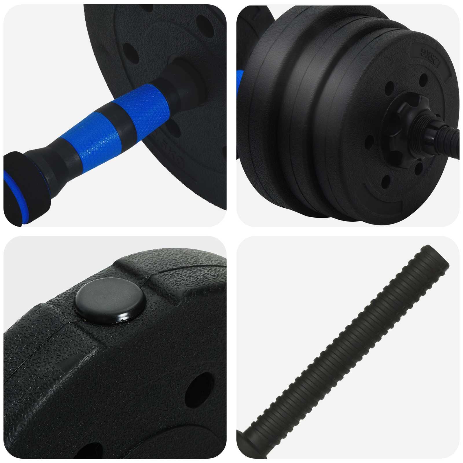 4-in-1 Hantelset 30kg Schwarz und Blau