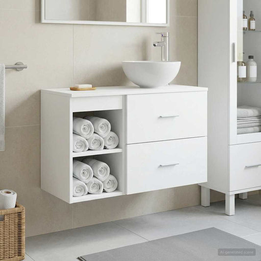 Badezimmermöbel-Set 2 Stk. Weiß Holzwerkstoff