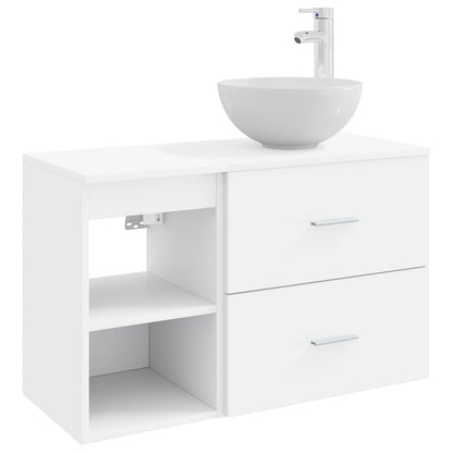 Badezimmermöbel-Set 2 stk. Weiß Holzwerkstoff