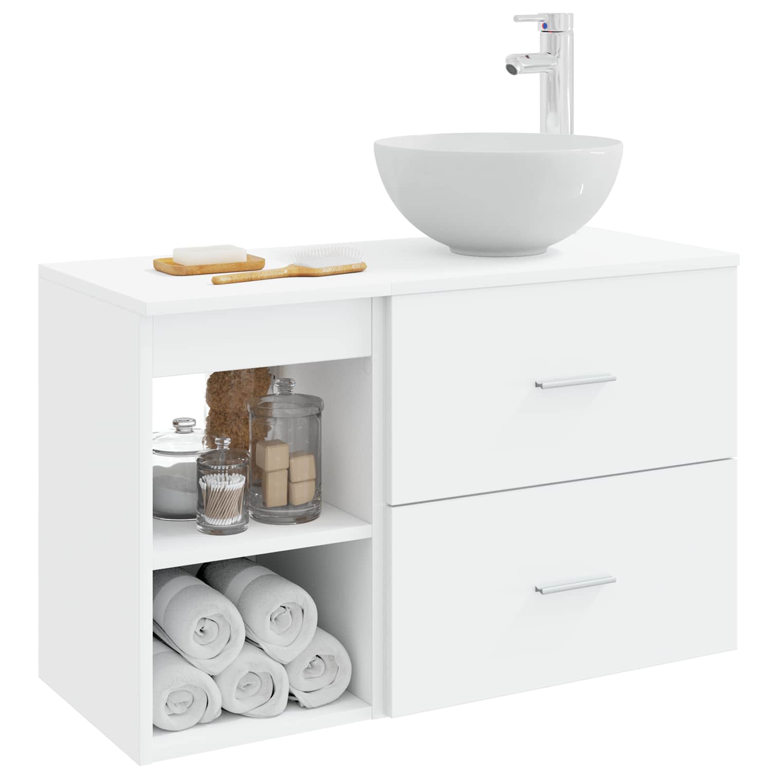 Badezimmermöbel-Set 2 stk. Weiß Holzwerkstoff