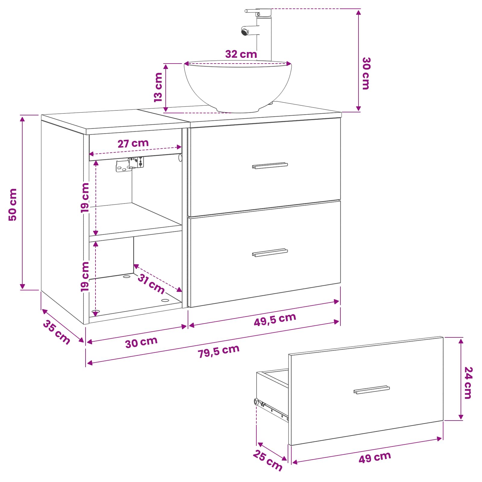 Badezimmermöbel-Set 2 stk. Weiß Holzwerkstoff