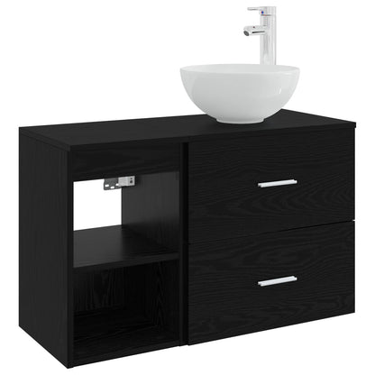 Badezimmermöbel-Set 2 stk. Schwarze Eiche Holzwerkstoff