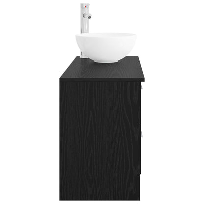 Badezimmermöbel-Set 2 stk. Schwarze Eiche Holzwerkstoff