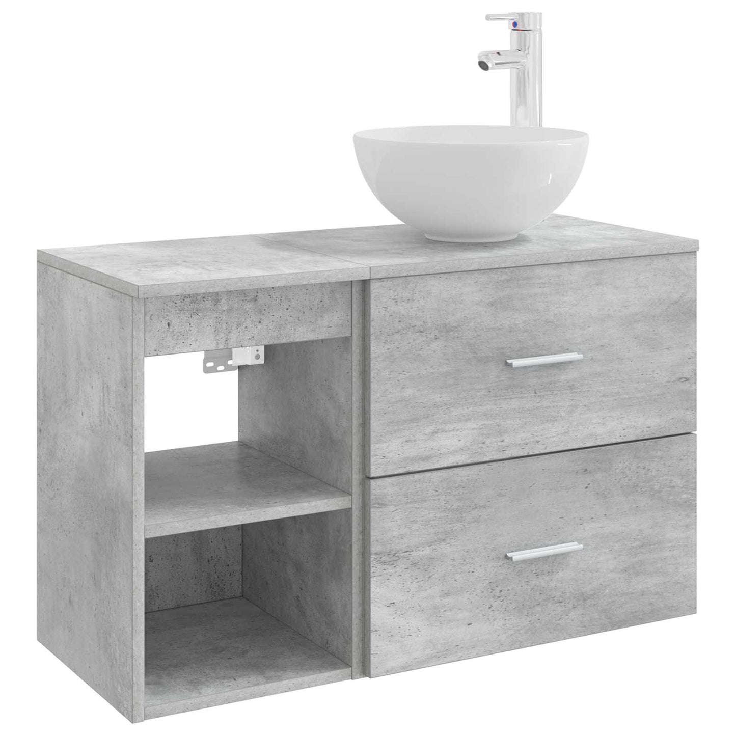 Badezimmermöbel-Set 2 stk. Betongrau Holzwerkstoff