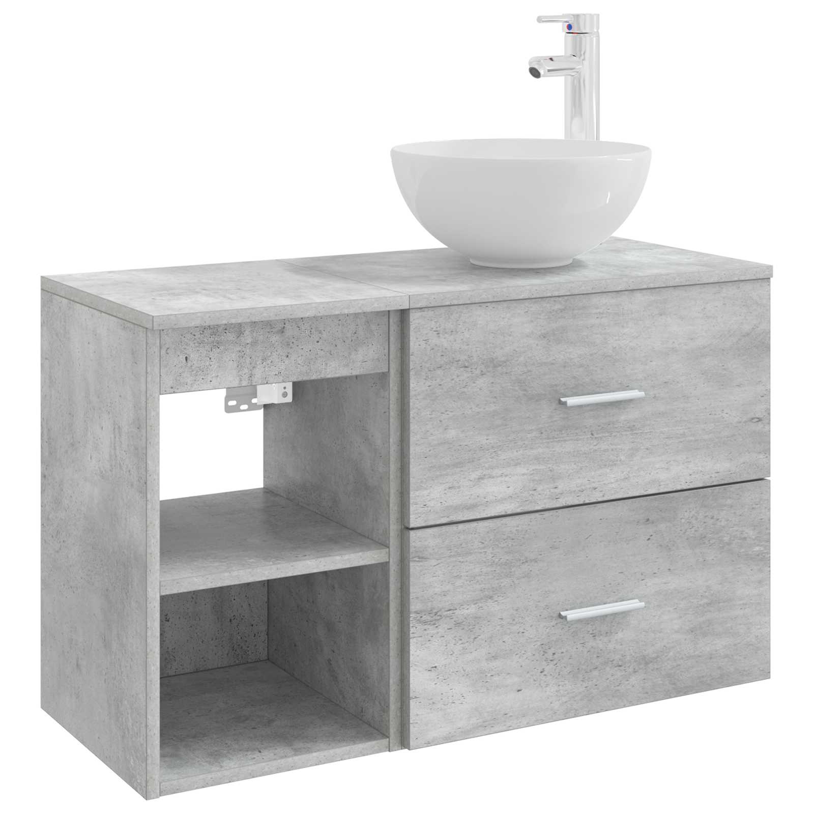 Badezimmermöbel-Set 2 stk. Betongrau Holzwerkstoff