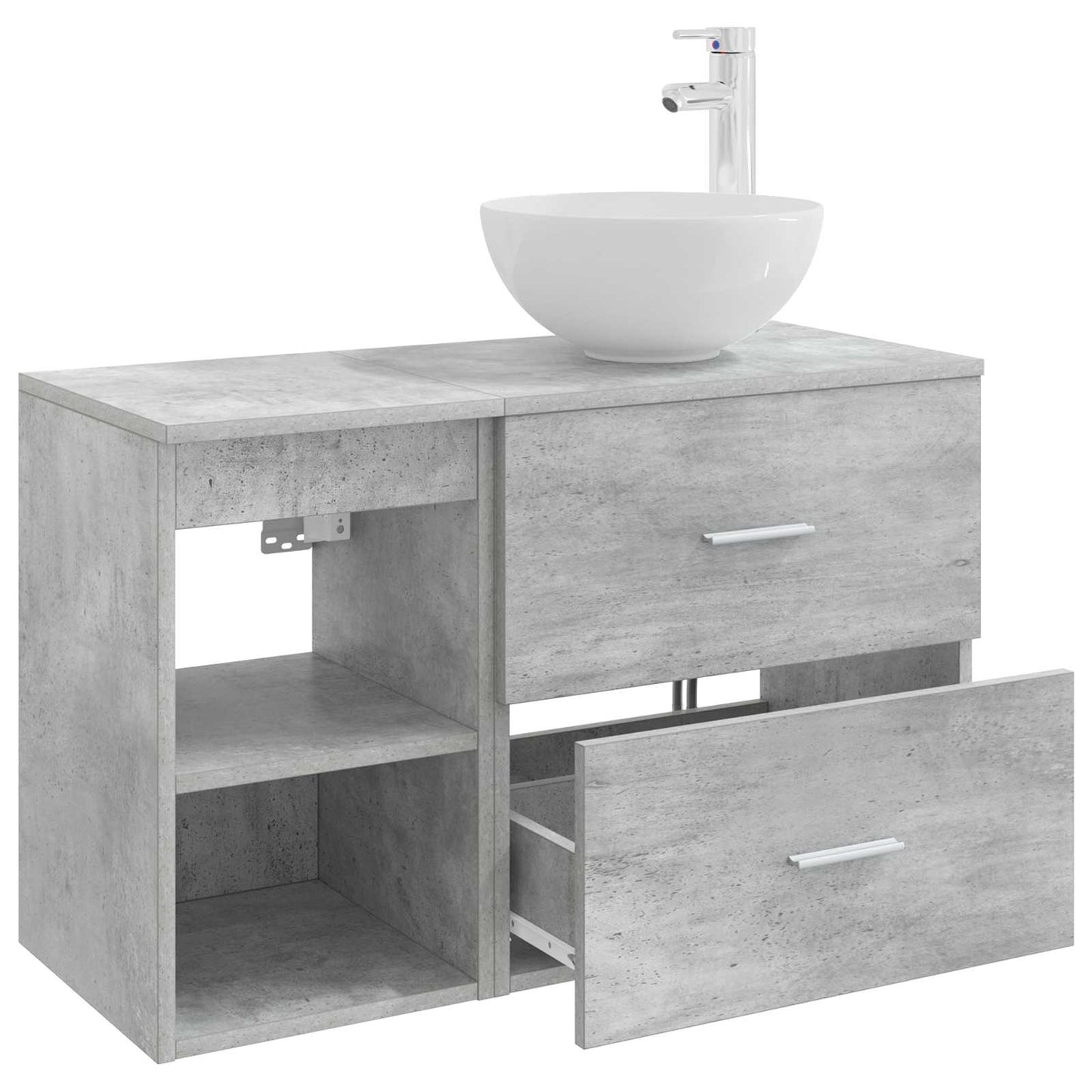 Badezimmermöbel-Set 2 stk. Betongrau Holzwerkstoff