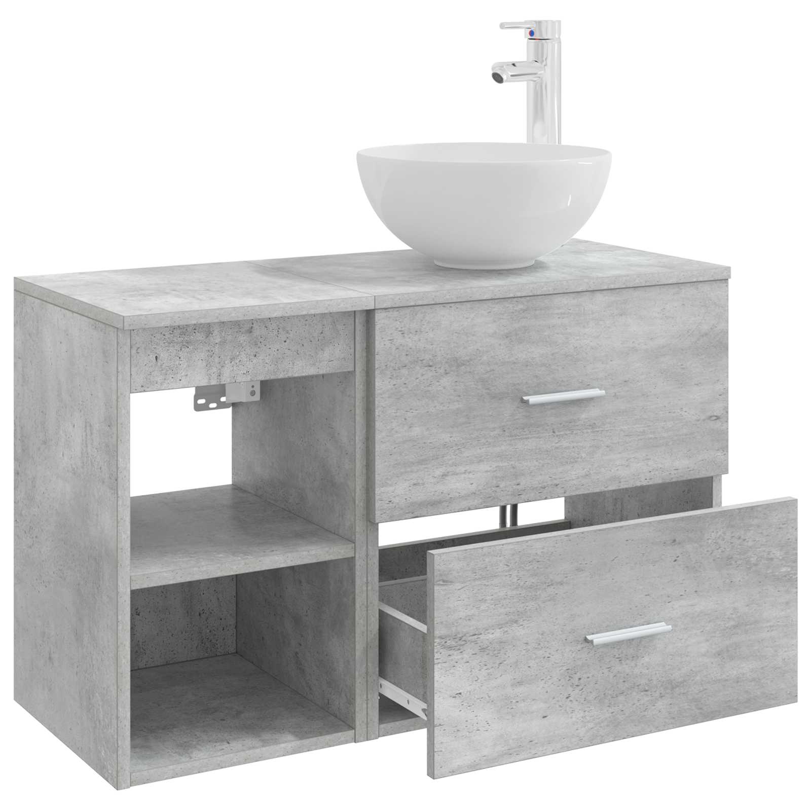 Badezimmermöbel-Set 2 stk. Betongrau Holzwerkstoff