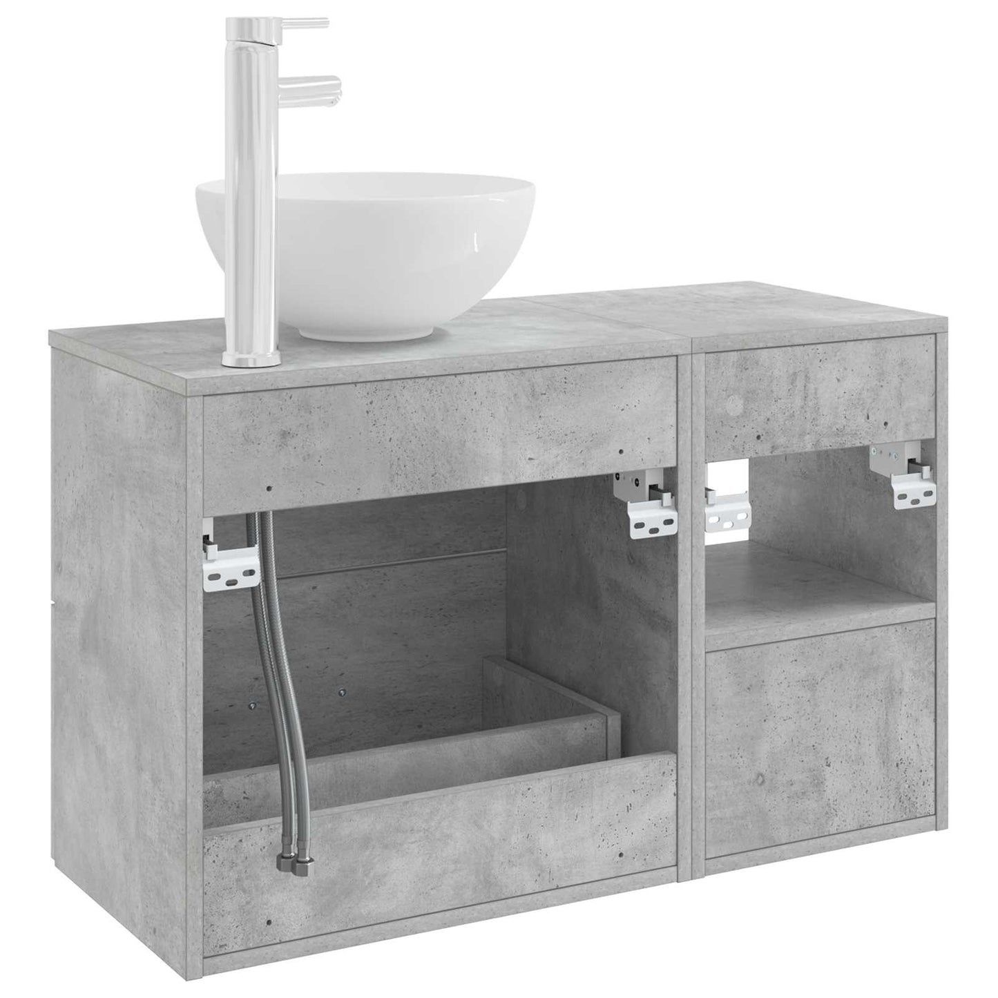 Badezimmermöbel-Set 2 stk. Betongrau Holzwerkstoff