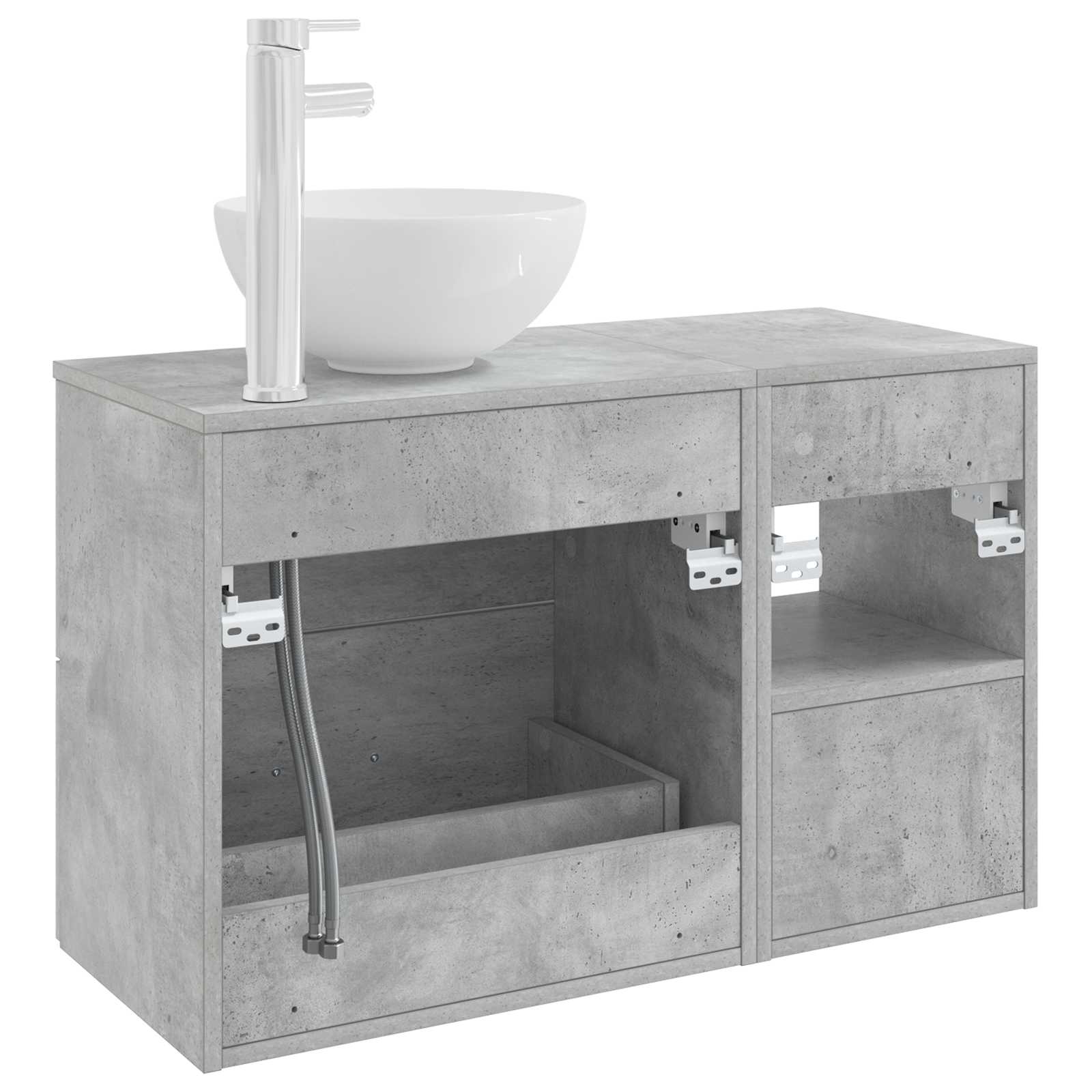 Badezimmermöbel-Set 2 stk. Betongrau Holzwerkstoff