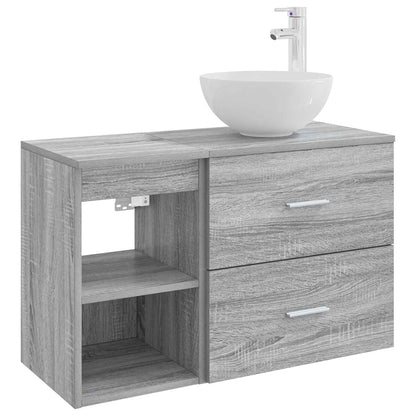 Badezimmermöbel-Set 2 stk. Grau Sonoma Holzwerkstoff