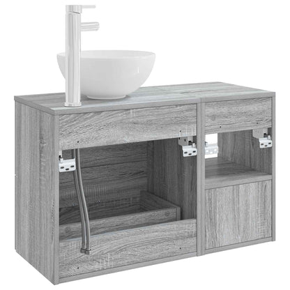 Badezimmermöbel-Set 2 stk. Grau Sonoma Holzwerkstoff