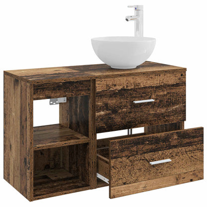 Badezimmermöbel-Set 2 stk. Altholz Holzwerkstoff
