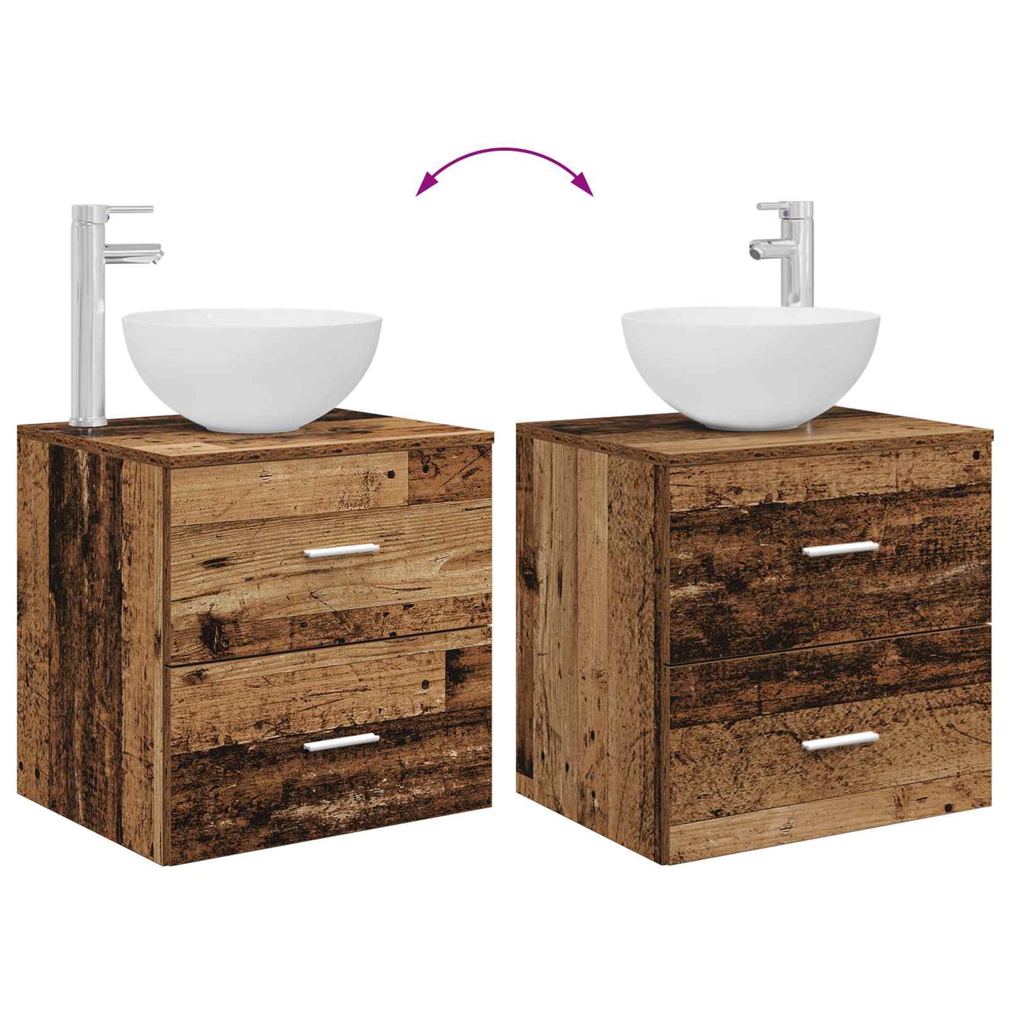 Badezimmermöbel-Set 2 stk. Altholz Holzwerkstoff