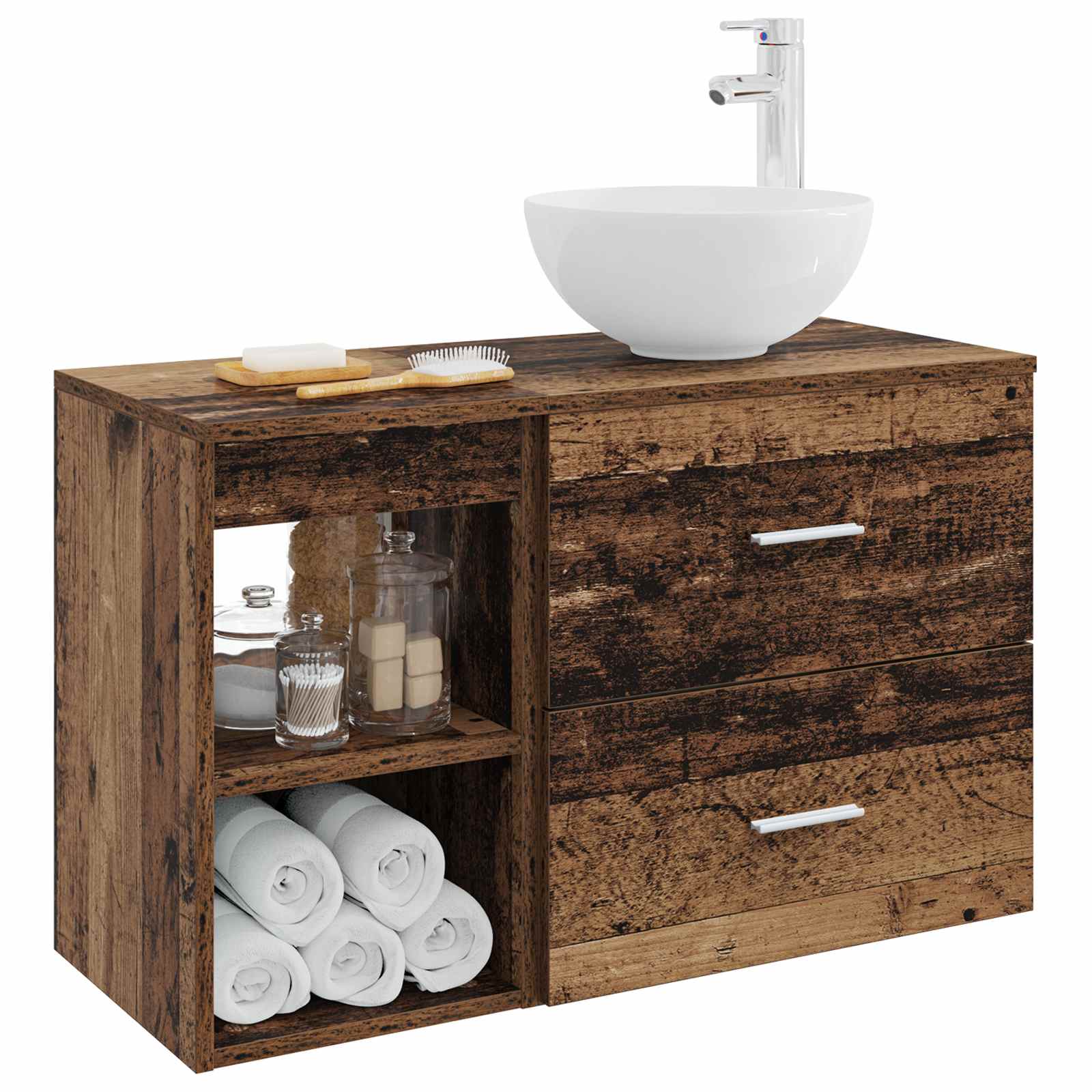 Badezimmermöbel-Set 2 stk. Altholz Holzwerkstoff