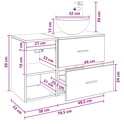 Badezimmermöbel-Set 2 stk. Artisan-Eiche Holzwerkstoff