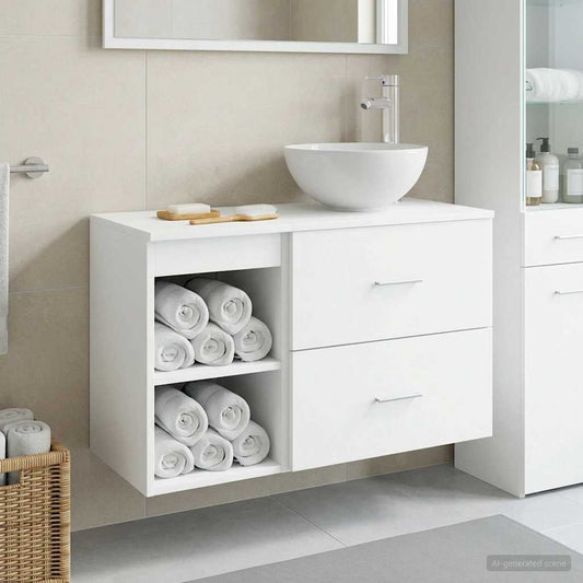 Badezimmermöbel-Set 2 Stk. Weiß Holzwerkstoff
