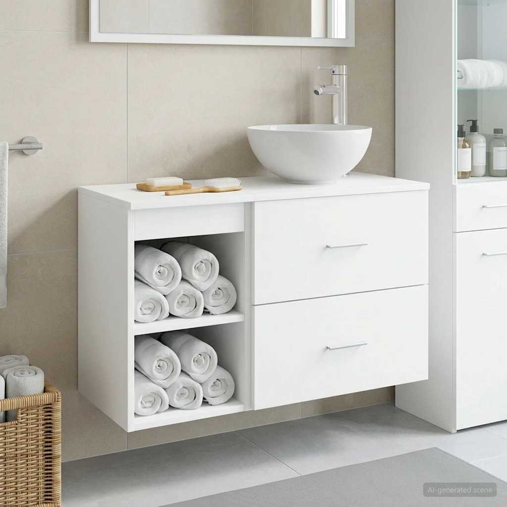 Badezimmermöbel-Set 2 stk. Weiß Holzwerkstoff