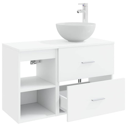 Badezimmermöbel-Set 2 stk. Weiß Holzwerkstoff