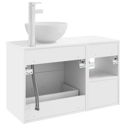 Badezimmermöbel-Set 2 stk. Weiß Holzwerkstoff