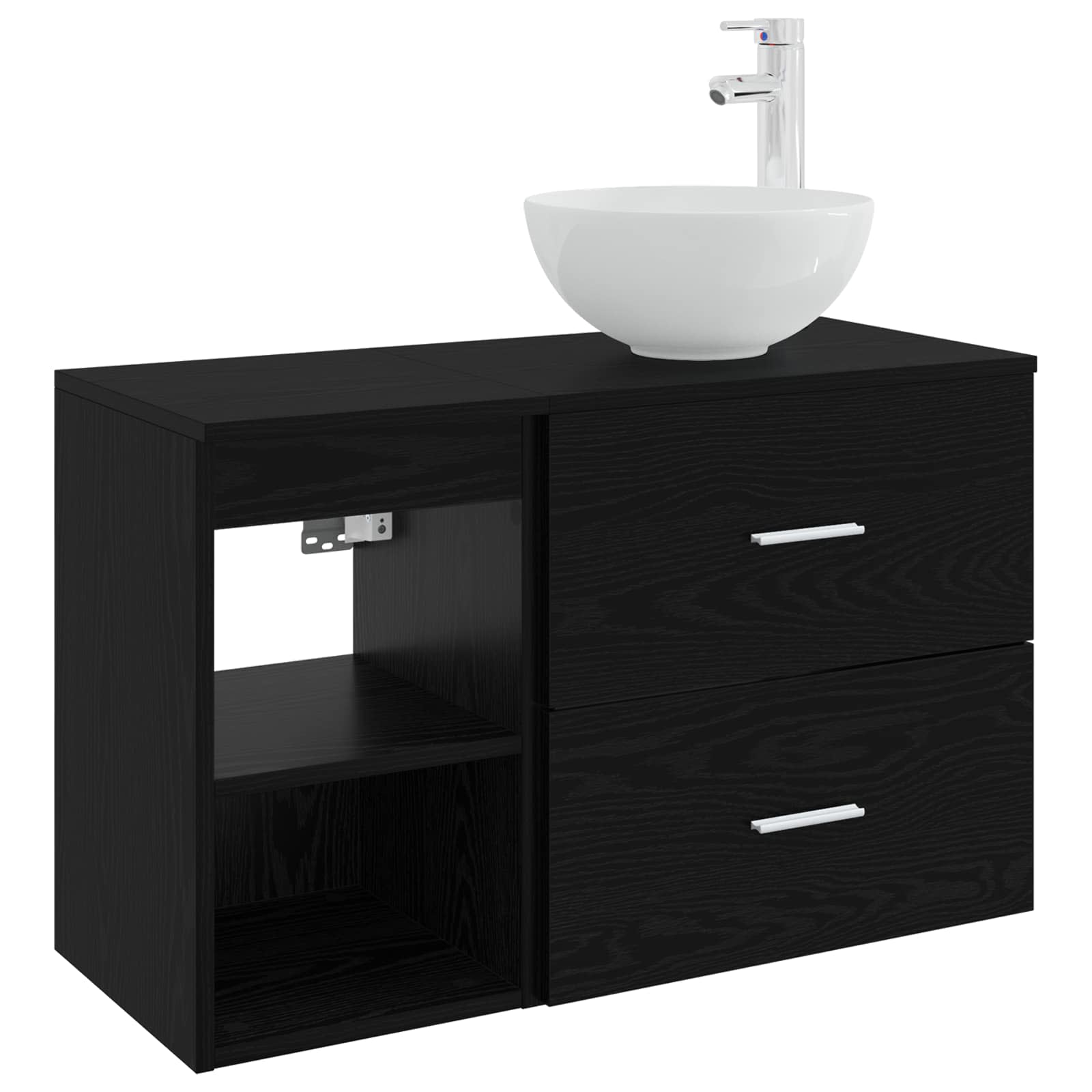 Badezimmermöbel-Set 2 stk. Schwarze Eiche Holzwerkstoff