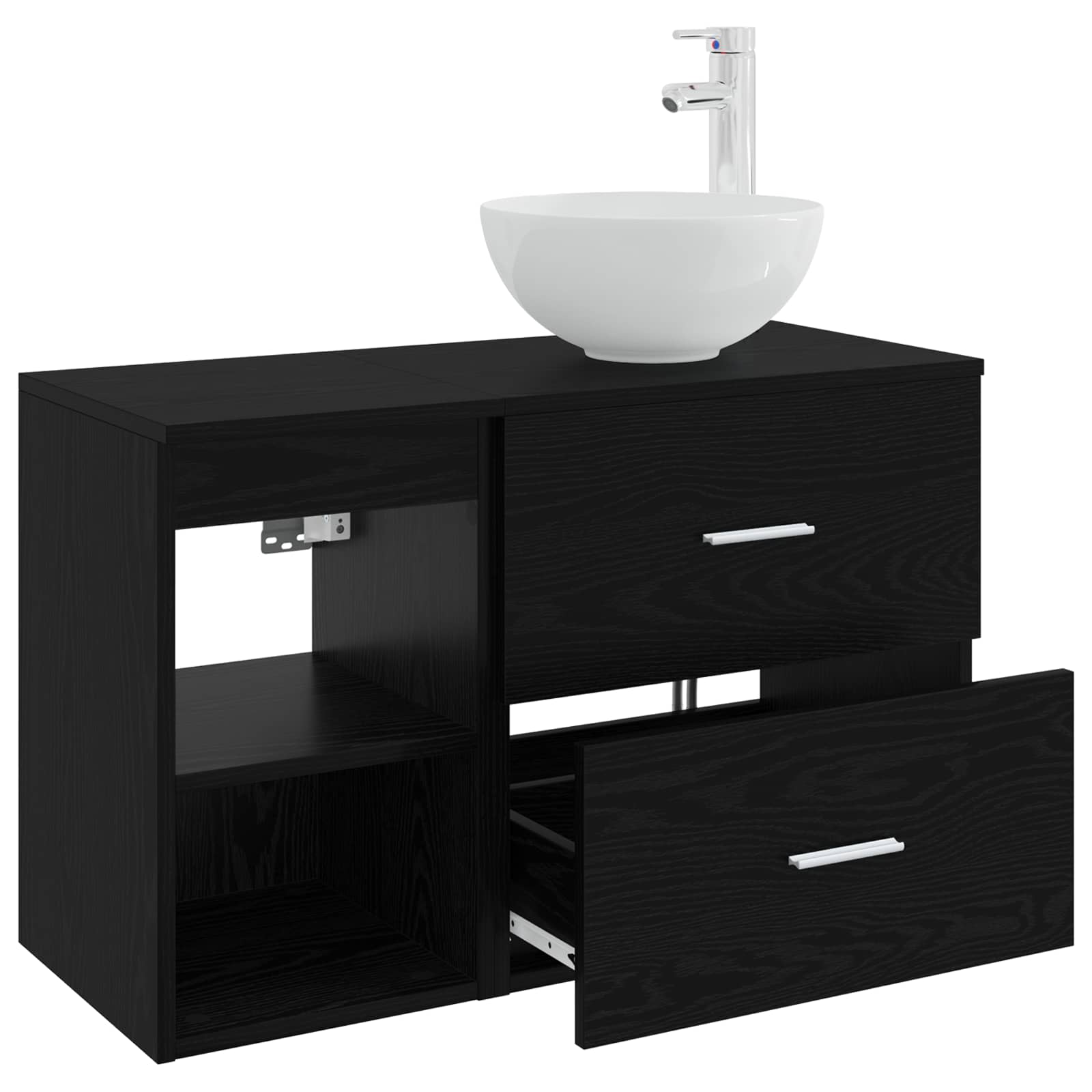 Badezimmermöbel-Set 2 stk. Schwarze Eiche Holzwerkstoff