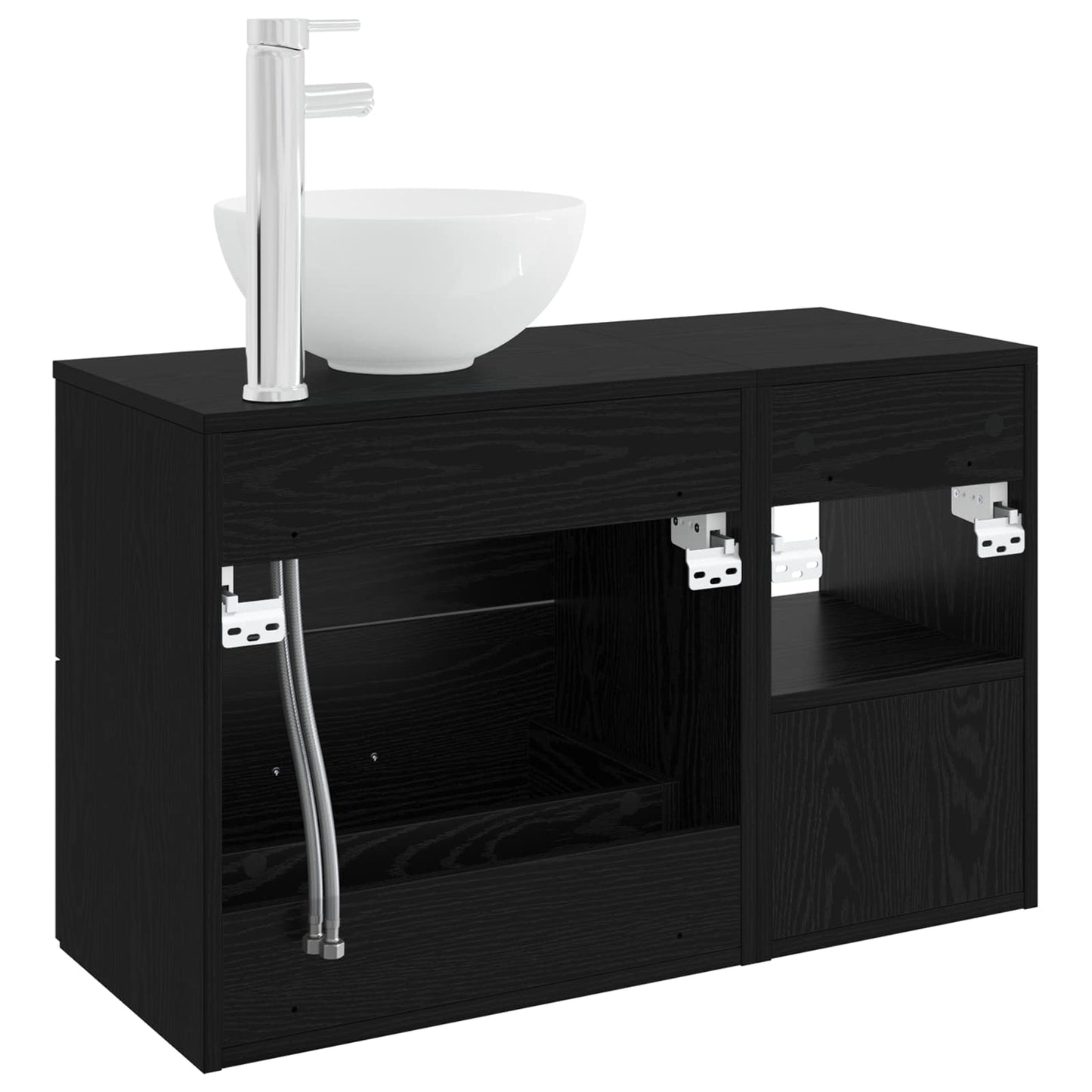 Badezimmermöbel-Set 2 stk. Schwarze Eiche Holzwerkstoff