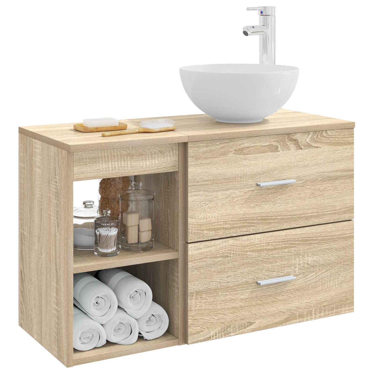 Badezimmermöbel-Set 2 stk. Sonoma-Eiche Holzwerkstoff