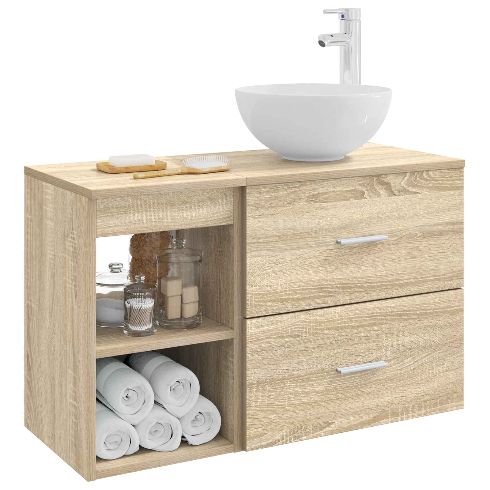 Badezimmermöbel-Set 2 stk. Sonoma-Eiche Holzwerkstoff