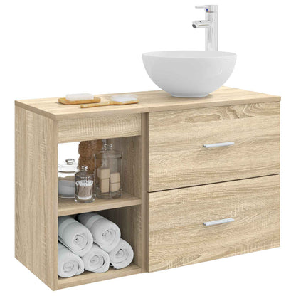 Badezimmermöbel-Set 2 stk. Sonoma-Eiche Holzwerkstoff