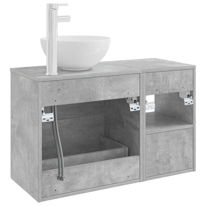 Badezimmermöbel-Set 2 stk. Betongrau Holzwerkstoff