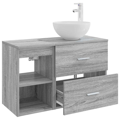 Badezimmermöbel-Set 2 stk. Grau Sonoma Holzwerkstoff