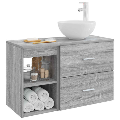 Badezimmermöbel-Set 2 stk. Grau Sonoma Holzwerkstoff