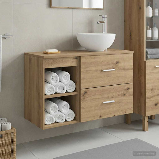Badezimmermöbel-Set 2 Stk. Artisan-Eiche Holzwerkstoff