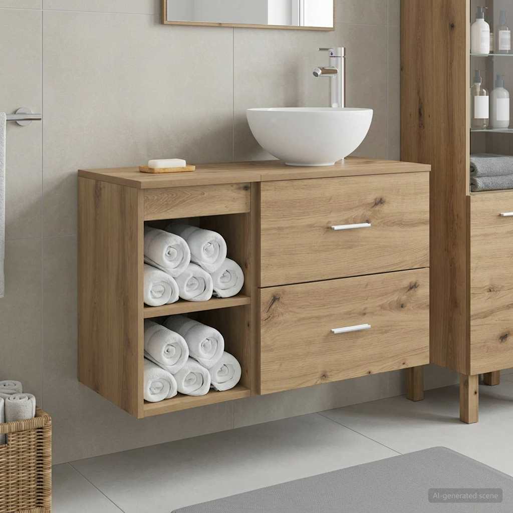 Badezimmermöbel-Set 2 stk. Artisan-Eiche Holzwerkstoff