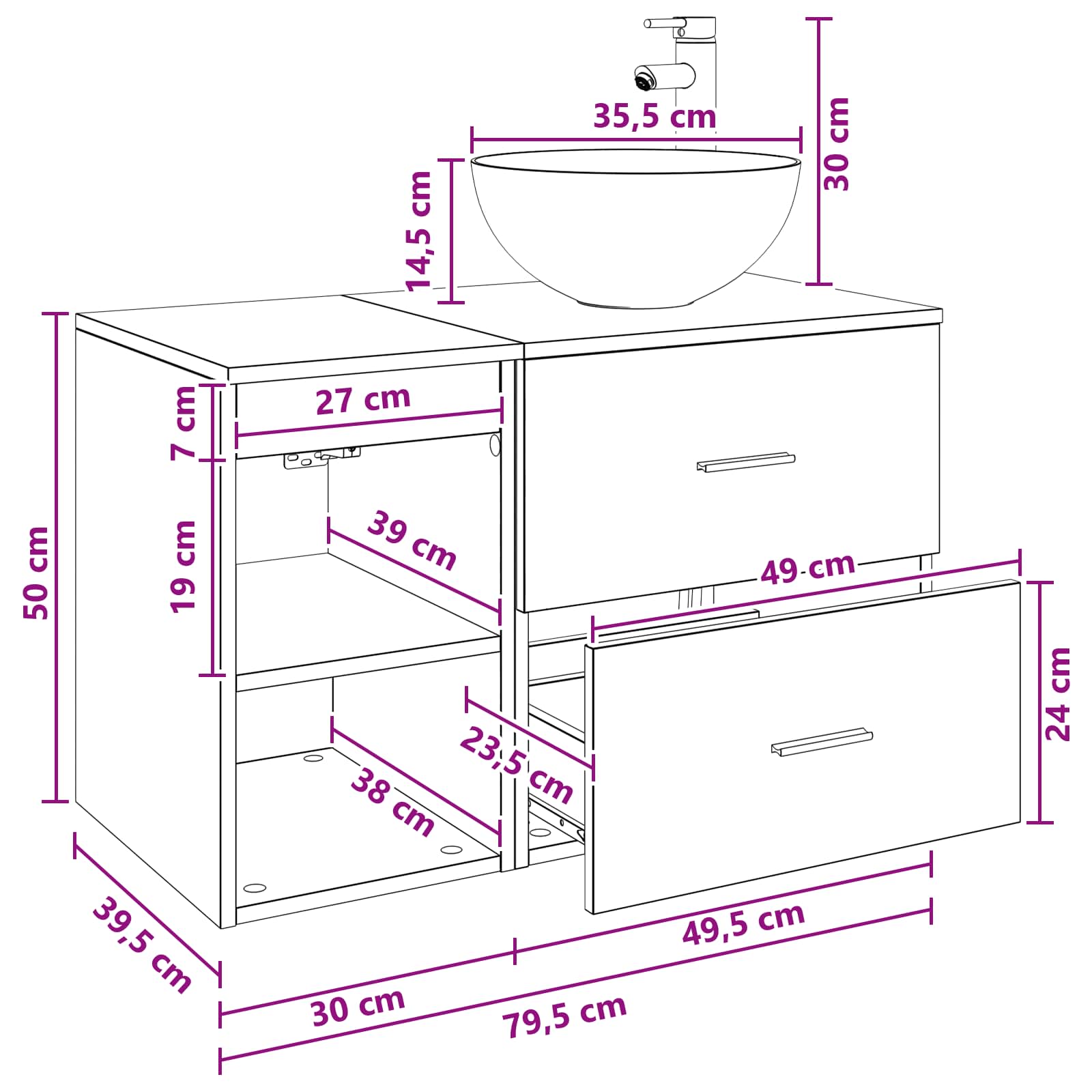 Badezimmermöbel-Set 2 stk. Artisan-Eiche Holzwerkstoff