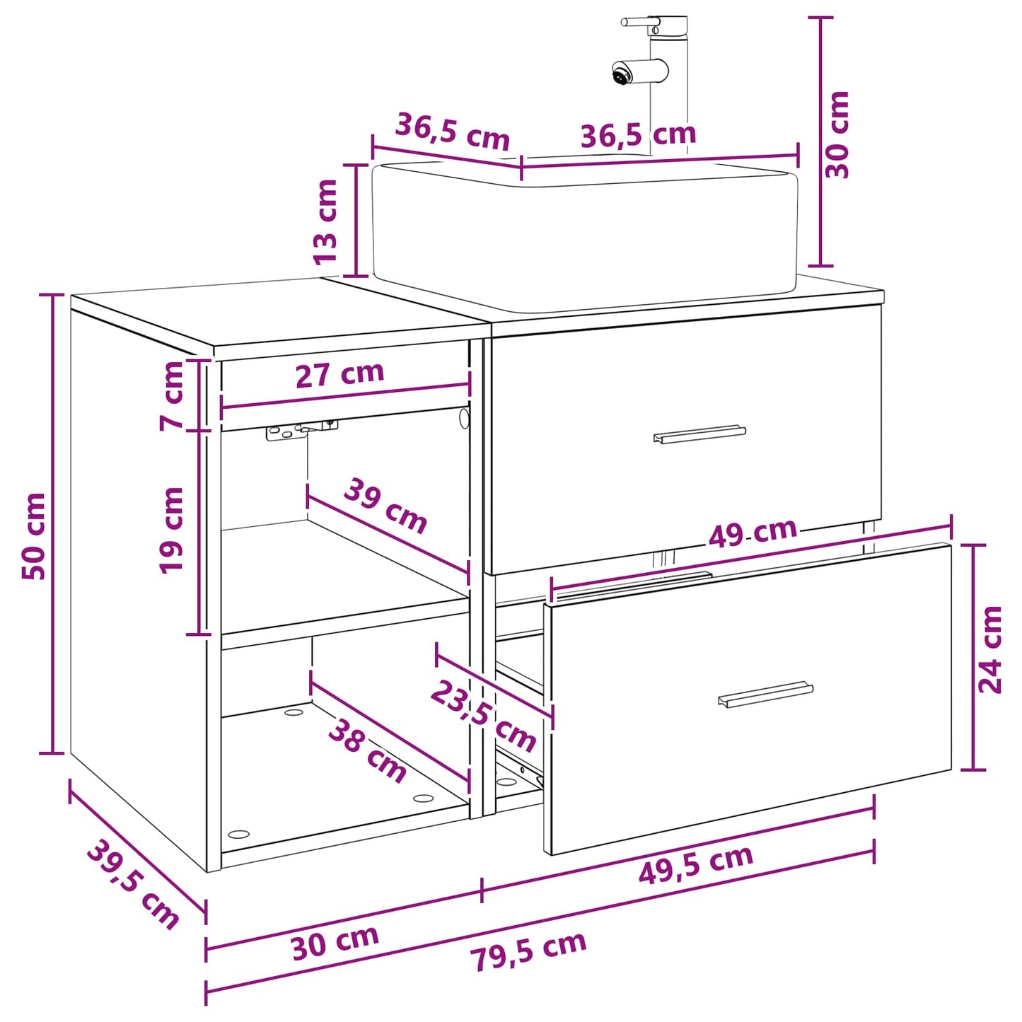 Badezimmermöbel-Set 2 stk. Weiß Holzwerkstoff