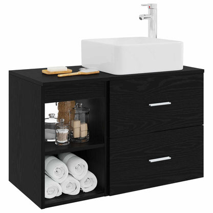 Badezimmermöbel-Set 2 stk. Schwarz Eichen-Optik Holzwerkstoff